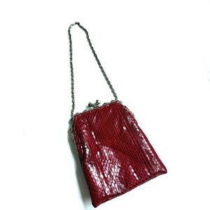 Vintage Cami International Elegant Red Snakeskin texture Bag leather mini bag
